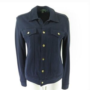 Lauren Ralph Lauren  Women’s Cotton Jacket navy  Logo Snaps Size 3X See Notes